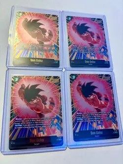 4x (Playset) Son Goku FP-027 Gold Promo Card Dragon Ball Fusion World NM - Image 1