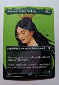 1x Azusa Lost But Seeking BORDERLESS NM - CMM Magic MTG x1 - Image 1