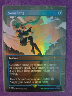 MTG Swan Song 1591 Rainbow Foil Borderless Secret Lair Drop Series Hatsune Miku - Image 1