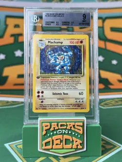 1999 Pokemon Base Set unlimited #8 Machamp Holo 1st Edition BGS 9 MT STRONG SUBS - Image 1