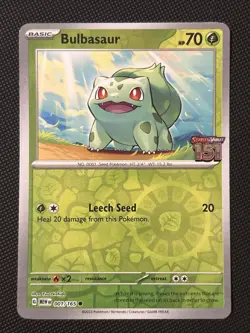 2023 Pokemon MEWen 151 (English) Best Buy Promo 001/165 Bulbasaur Reverse Stamp - Image 1