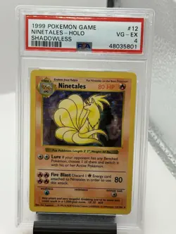 1999 Pokemon Ninetales Holo Shadowless Base Set 12/102 PSA 4 VG-EX - Image 1
