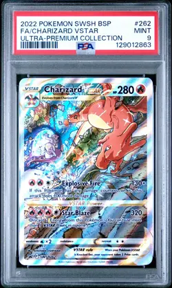 2022 POKEMON SWSH BLACK STAR PROMO #262 FULL ART/CHARIZARD VSTAR PSA 9 - Image 1