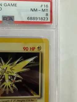 1999 Pokemon Base Set Zapdos Holo #16/102 PSA 8 NM-MT WOTC - Image 4