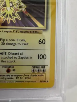 1999 Pokemon Base Set Zapdos Holo #16/102 PSA 8 NM-MT WOTC - Image 5