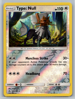 Type: Null Pokemon TCG Ultra Prism Reverse Holo Rare 115/156 - Image 1