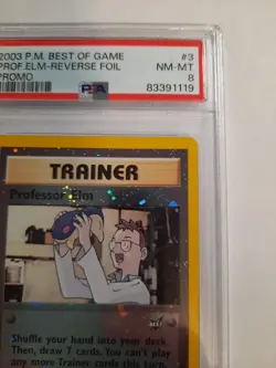 2003 Pokemon Best of Game 3 Professor Elm Rev-holo PSA 8 NM-MT cert 83391119 - Image 5