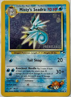 Pokemon TCG Misty's Seadra Holo Rare PreRelease 009/132 Gym Heroes - Image 1