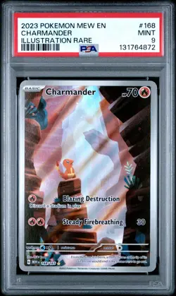 2023 POKEMON MEW EN-151 ILLUSTRATION RARE #168 CHARMANDER PSA 9 - Image 1
