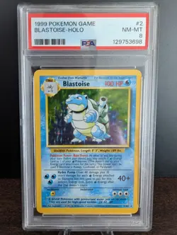 1999 POKEMON TCG BASE SET UNLIMITED #2 BLASTOISE - HOLO PSA 8 NM-MT - Image 1