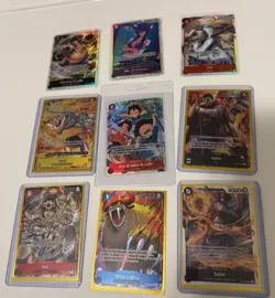 One Piece TCG All cards shown in pics. 9 Card lot Luffy Issho Alternate Art SR - Image 1