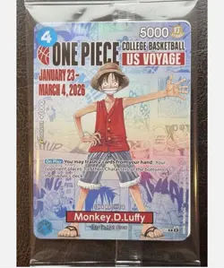 One Piece Monkey D. Luffy US Voyage College Basketball Card SEALED - New Rutgers - Image 1