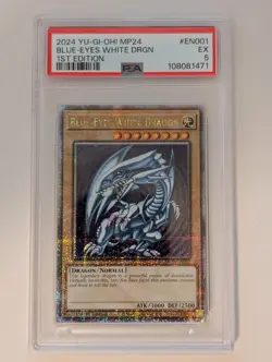 Yugioh! Blue Eyes White Dragon Quarter Century Rare PSA 5 MP24-EN001 - Image 1