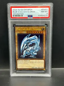 Yugioh PSA 8 NM-MT Blue-Eyes White Dragon MP24-EN001 Quarter Century Rare S#4270 - Image 1