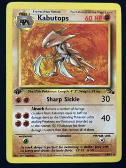 Pokemon Card Kabutops (24/62) Fossil Rare Non-Foil 1st Edition - Image 1