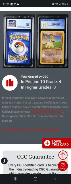 (POP 4) CGC 10 PRISTINE 1st Edition Blaine's Ponyta 2000 Gym Challenge 64/132 - Image 4