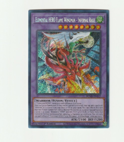YUGIOH HOLO CARD ELEMENTAL HERO FLAME WINGMAN INFERNAL RAGE BLMR-EN012 1ST ED. - Image 1