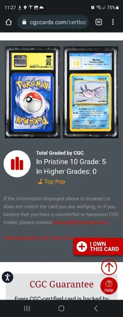 (POP 5) CGC 10 PRISTINE Mantine Pokemon Card 64/111 Neo Genesis 1st Edition 2000 - Image 4