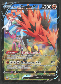 Pokemon TCG: Galarian Zapdos V TG19/TG30 Astral Radiance Trainer Gallery - Image 1