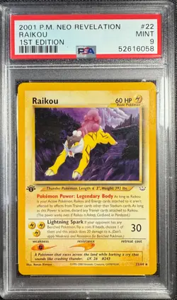 2001 POKEMON NEO REVELATION 1ST EDITION #22/64 RAIKOU PSA 9 - Image 1
