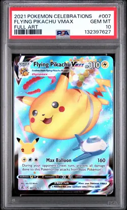 2021 POKEMON CELEBRATIONS #007 FULL ART/FLYING PIKACHU VMAX PSA 10 - Image 1