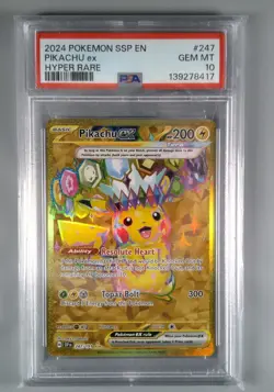 Pokemon Pikachu ex Surging Sparks Hyper Rare #247 PSA 10 Gem Mint - Image 1