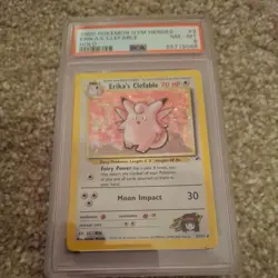 2000 Pokemon Gym Heroes Erika's Clefable Holo 3/132 PSA 8 - Image 1