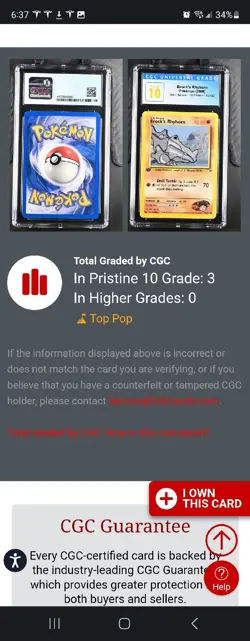 (POP 3) CGC 10 PRISTINE Brock's Rhyhorn 70/132 1st Edition Pokemon Gym Heroes - Image 4
