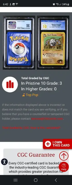 (POP 3) CGC 10 PRISTINE Brock's Graveler 40/132 Gym Heroes 1st Edition Pokemon - Image 4