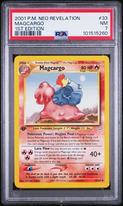 2001 Pokemon Neo Revelation #33 Magcargo 1st Edition PSA 7 - Image 1