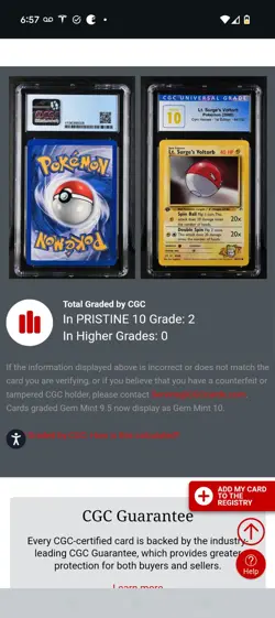POP 2) CGC 10 PRISTINE Lt. Surge's Voltorb 84/132 1st Edition Pokemon Gym Heroes - Image 4