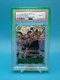 2024 ONE PIECE OP06-118 WINGS OF THE CAPTAIN MANGA ALT ART RORONOA ZORO PSA 10 - Image 1