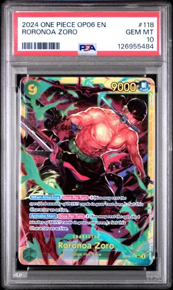 2024 ONE PIECE OP06-WINGS OF THE CAPTAIN #118 RORONOA ZORO PSA 10 - Image 1