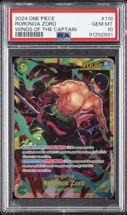 2024 ONE PIECE OP06-WINGS OF THE CAPTAIN #118 RORONOA ZORO PSA 10 - Image 1