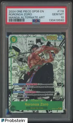 2024 ONE PIECE OP06-WINGS OF THE CAPTAIN #118 RORONOA ZORO MANGA PSA 10 GEM MINT - Image 1