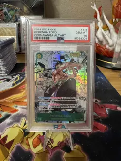 2024 ONE PIECE OP06-118 WINGS OF THE CAPTAIN MANGA ALT ART RORONOA ZORO PSA 10 - Image 1