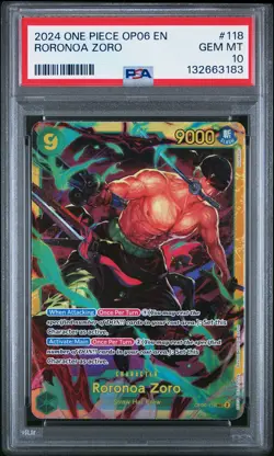 2024 ONE PIECE OP06-WINGS OF THE CAPTAIN #118 RORONOA ZORO PSA 10 - Image 1