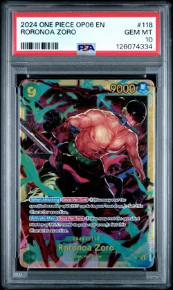 2024 ONE PIECE OP06-WINGS OF THE CAPTAIN #118 RORONOA ZORO PSA 10 - Image 1