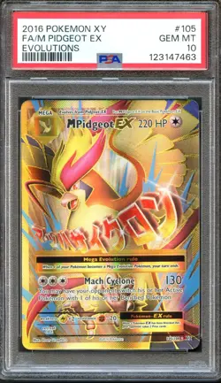 Mega Pidgeot EX 105/108 Evolutions Full Art PSA 10 Gem Mint Pokemon Card - Image 1