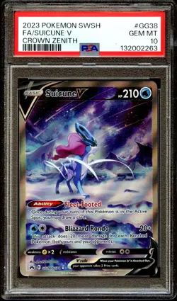 PSA 10 GEM MINT Suicune V GG38/GG70 GALARIAN GALLERY HOLO Pokemon Card 263 - Image 2