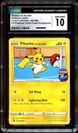 CGC 10 GEM MINT Pikachu on the Ball 001/005 Futsal Soccer PROMO Pokemon Card - Image 2
