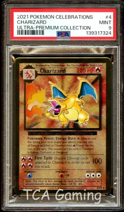 PSA 9 MINT Charizard 4/102 Gold METAL Classic HOLO PROMO Pokemon Card 324 - Image 1