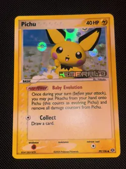 Pichu 59/106 EX Emerald Reverse Holo Stamped Pokemon Card 2005. NM- - Image 2