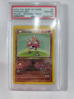 PSA 10 GEM MINT Hitmonchan # 2 Best of Game REVERSE HOLO Pokemon Card No winner - Image 1