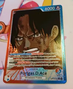 Portgas.D.Ace OP13-002 Alt Art Leader English One Piece Card Carrying On His Wil - Image 1
