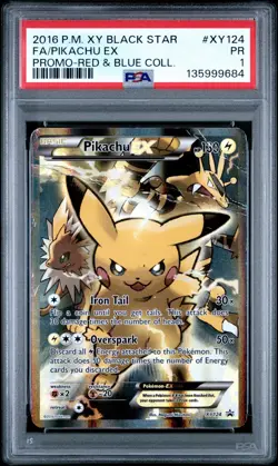 PSA 1 Pikachu EX XY124 XY Red & Blue Coll. Black Star Promo Pokemon Card - Image 1
