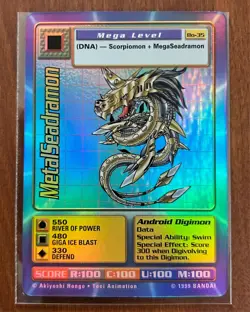 MetalSeadramon Bandai 1999 Digimon Holo Card BO-35 - Image 1