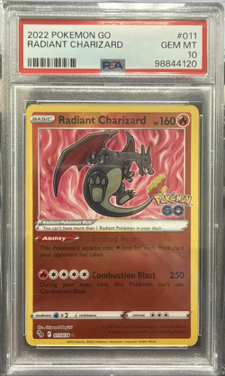 2022 Pokemon SWSH Pokemon GO Radiant Charizard #011/078 PSA 10 - Image 1