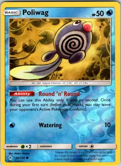 Poliwag (36) 36/214 SM - Unbroken Bonds Pokemon TCG LP Reverse Holo - Image 1