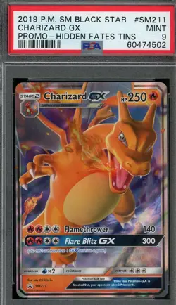 2019 Pokemon Hidden Fates Charizard GX Black Star Promo #SM211 PSA 9 MINT - Image 1